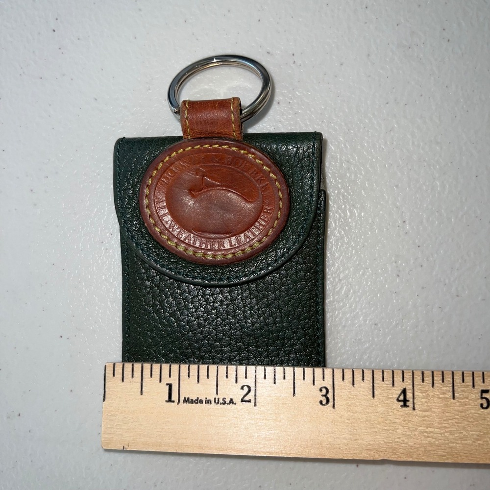 Vintage Dooney & Bourke Leather Key Ring Card Holder Green Brown - Picture 6 of 10